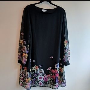 Black and floral long sleeve dress